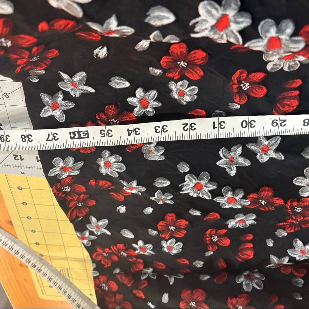 Adrianna Papell Black Dress with Red Floral Accents - Picture 10 of 10